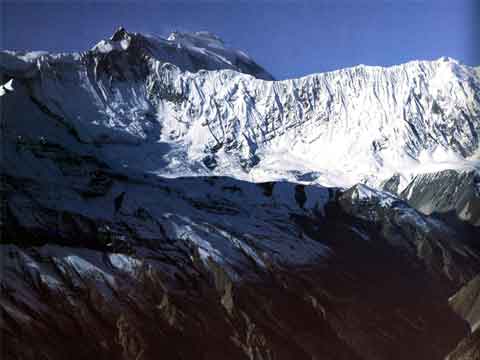 
Annapurna East, Central and Main summits peak above the Grande Barriere -  - Over the Himalaya book
